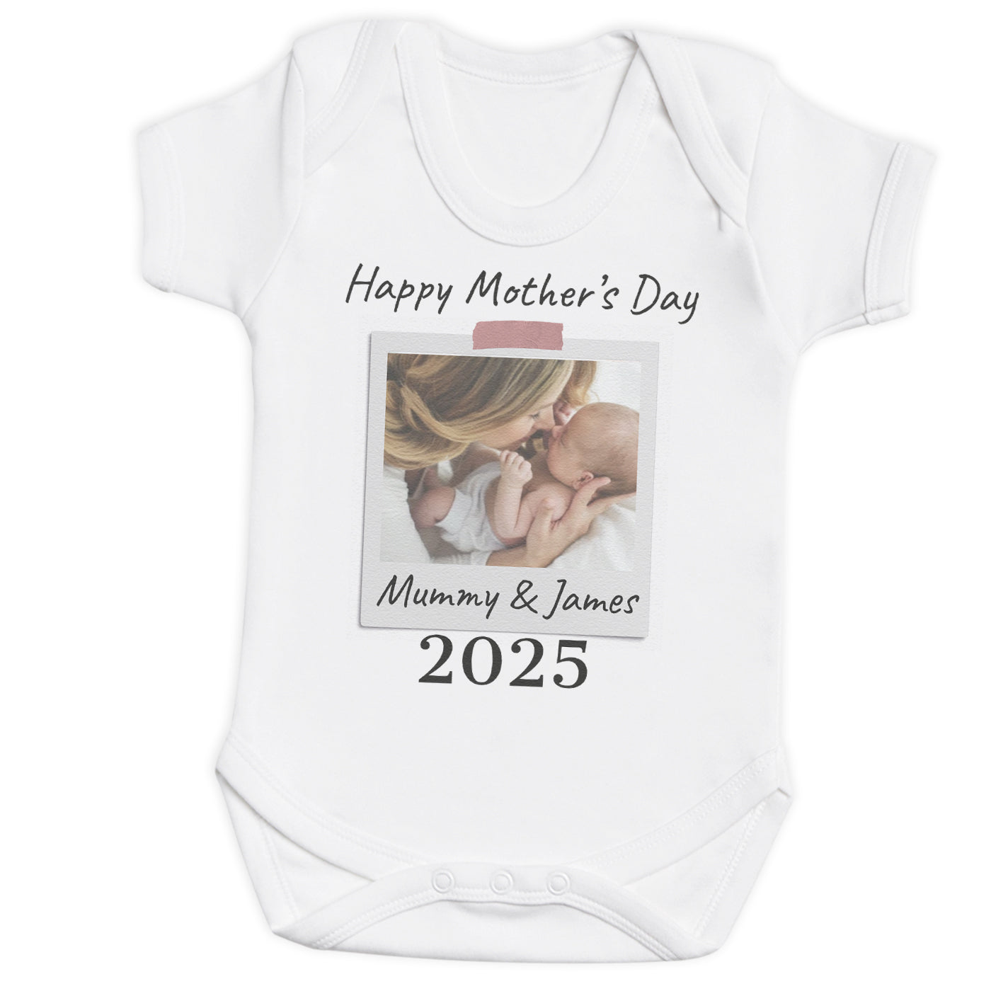 Personalised - Our First & Happy Mother's Day Polaroid - Baby Bodysuit