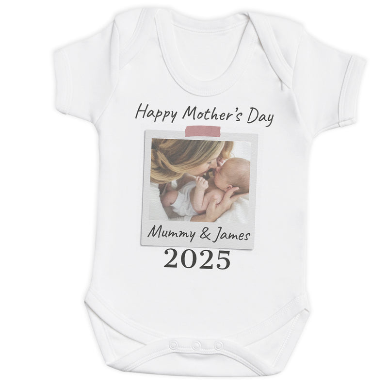 Personalised - Our First & Happy Mother's Day Polaroid - Baby Bodysuit