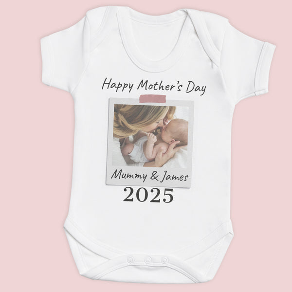 Personalised - Our First & Happy Mother's Day Polaroid - Baby Bodysuit