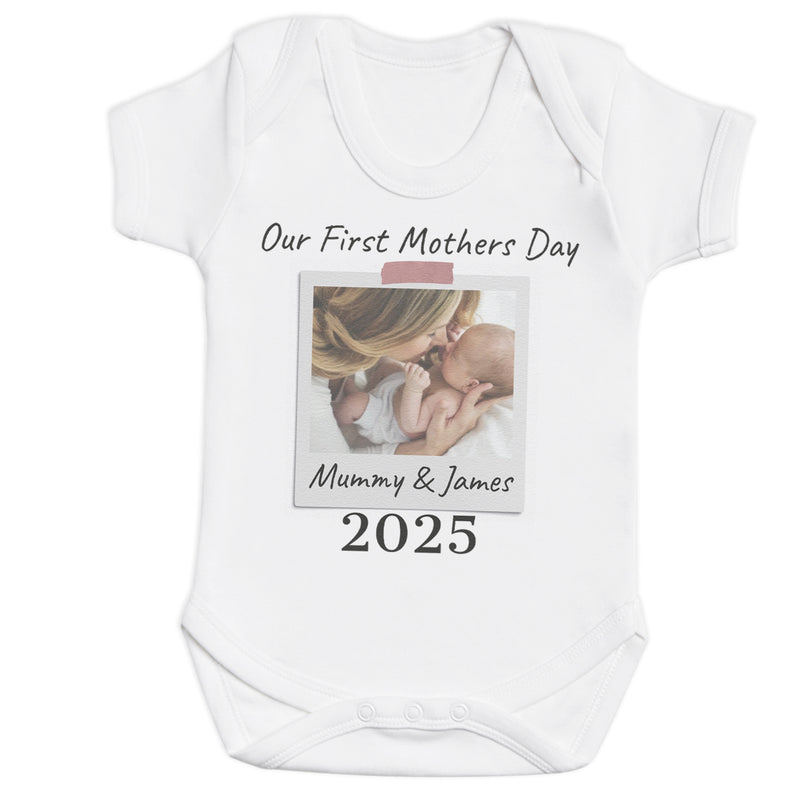 Personalised - Our First & Happy Mother's Day Polaroid - Baby Bodysuit