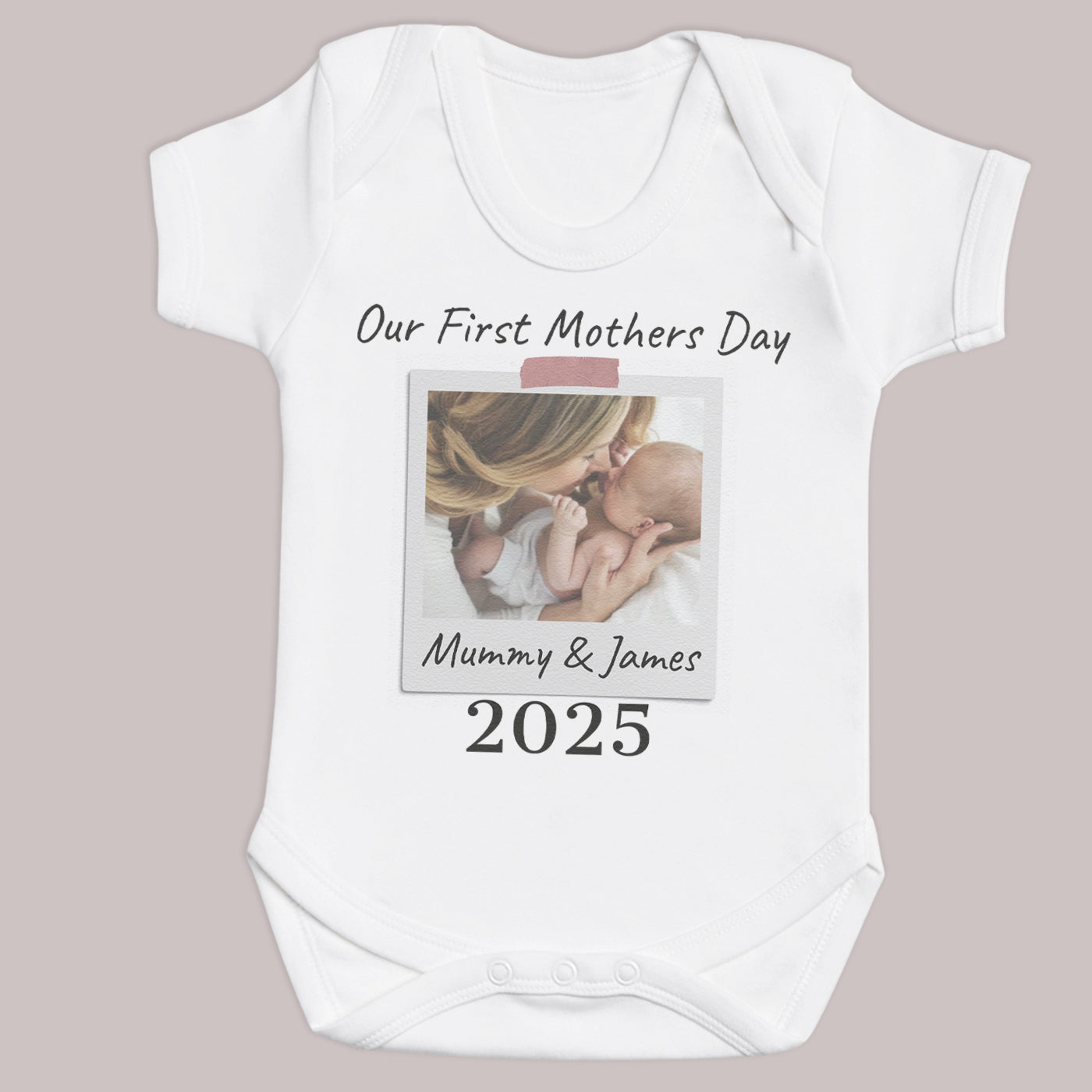 Personalised - Our First & Happy Mother's Day Polaroid - Baby Bodysuit