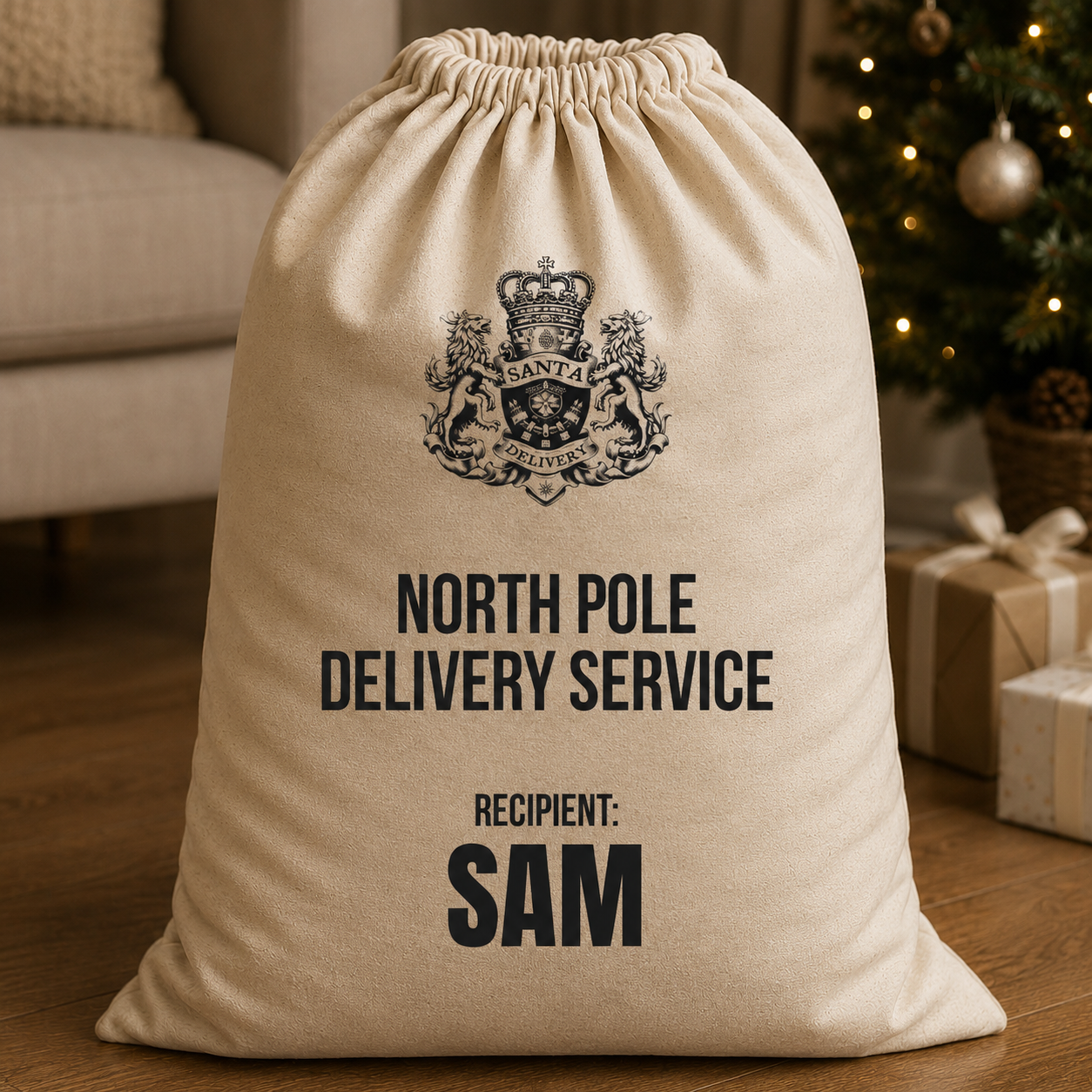Personalised North Pole Delivery Service Recipient... - Christmas Santa Sack