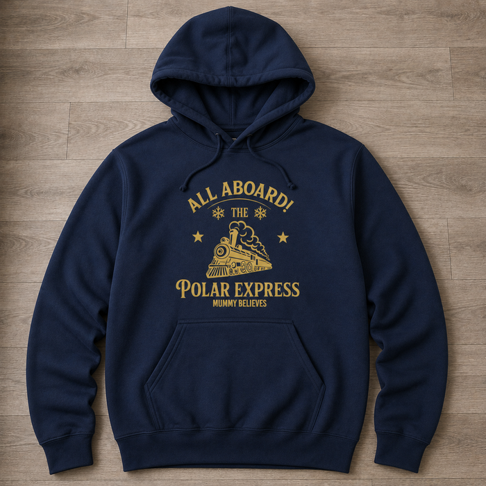 PERSONALISED Name Polar Express Gold Design - Christmas Hoodie, T-Shirt or Sweater - All Sizes