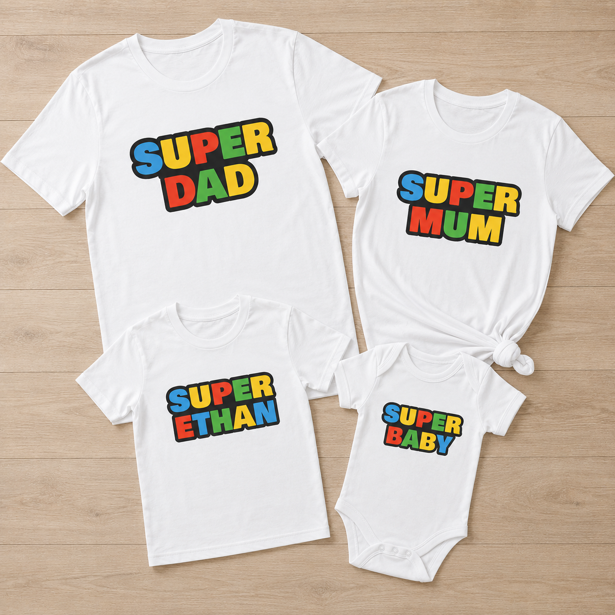 PERSONALISED Super Family Set - Whole Family Matching - Family Matching Tops - (Sold Separately)