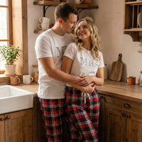 Mr & Mrs - Couples Matching Pyjamas - Top & Tartan PJ Bottoms - (Sold Separately)