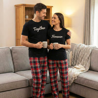 Together Forever - Couples Matching Pyjamas - Top & Tartan PJ Bottoms - (Sold Separately)