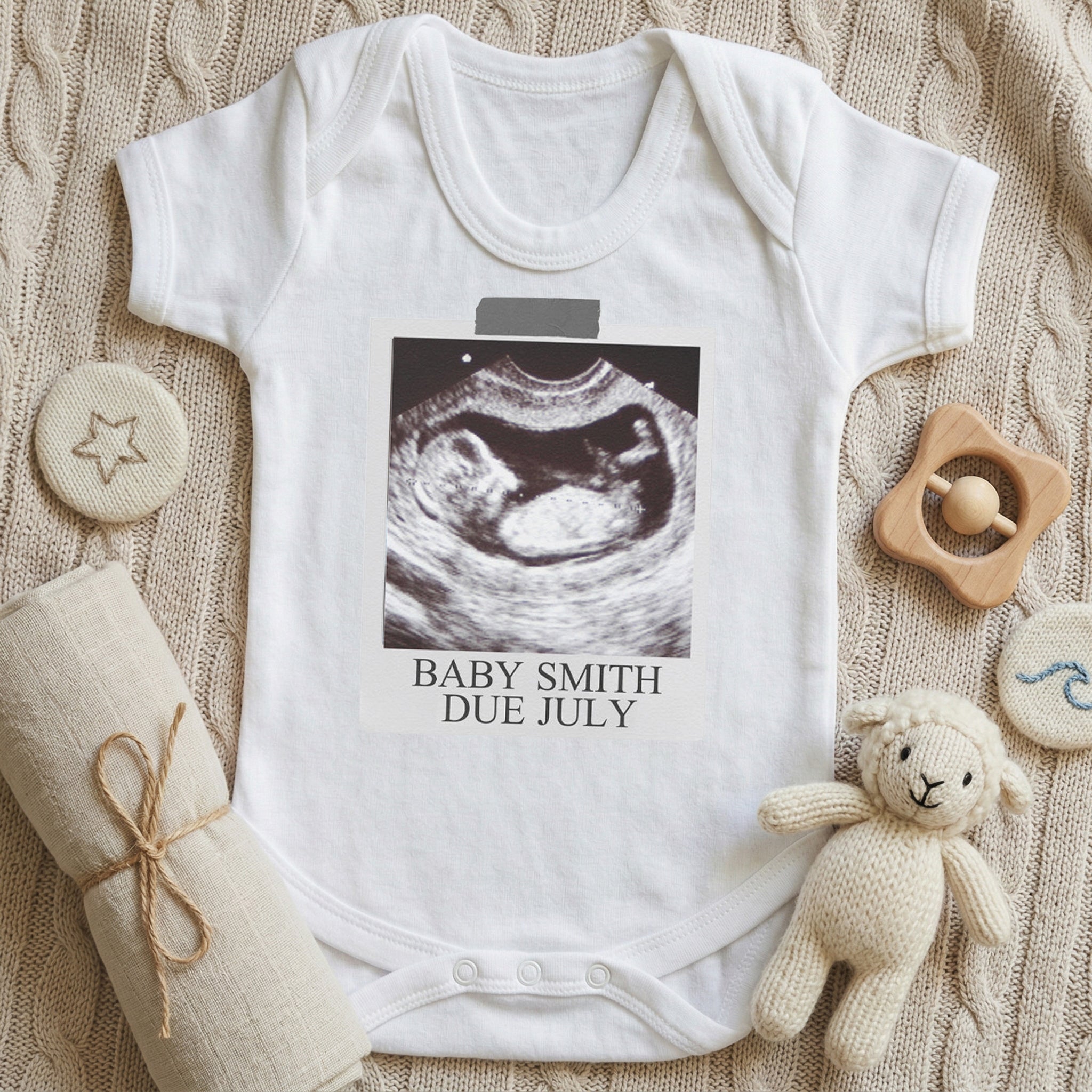 PERSONALISED Baby Surname and Due Date - Baby Bodysuit