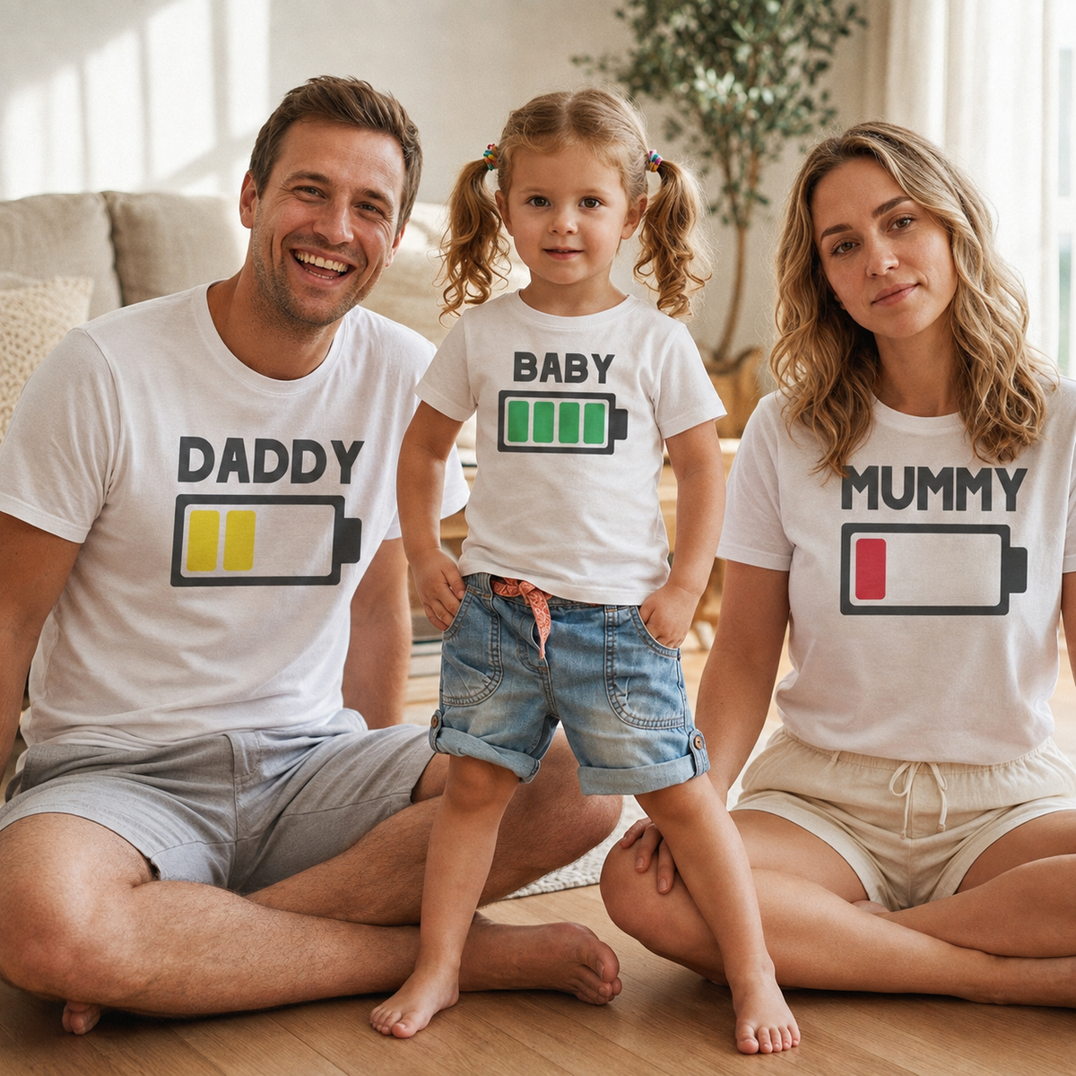 Daddy, Mummy & Baby Battery - Whole Family Matching - Family Matching Tops - (Sold Separately)