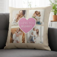 Personalised I Love You Mummy with Photos - Printed Cushion Cover - One Size
