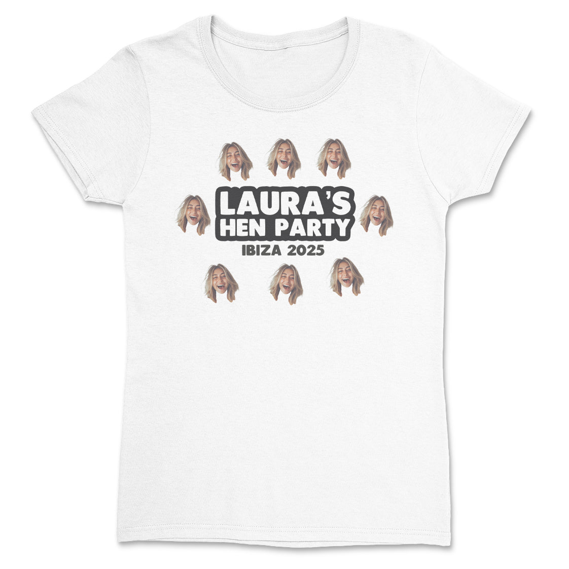 PERSONALISED Multiple Photo Face & Wording - Hen Do T-Shirt
