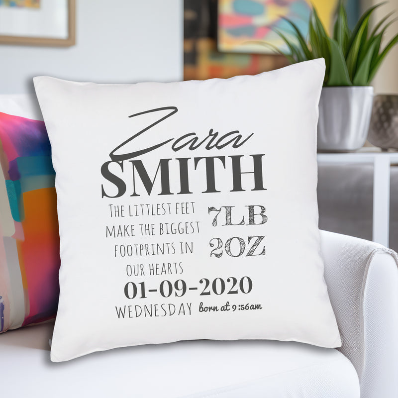 PERSONALISED New Baby - Printed Cushion Cover