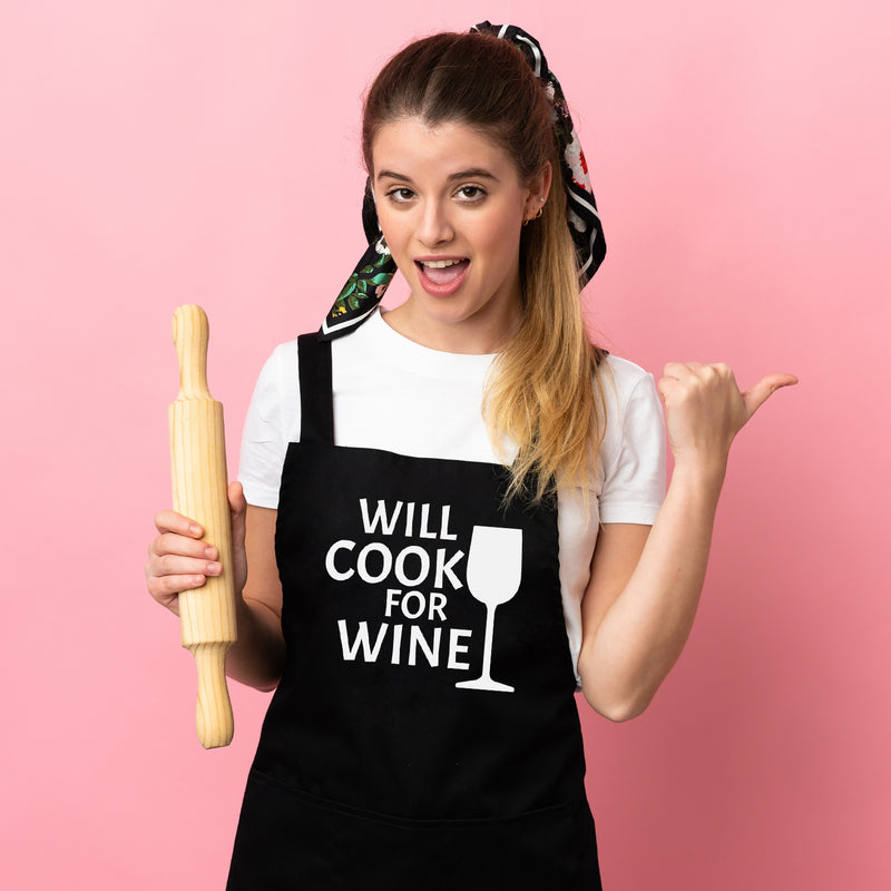 Will Cook For Wine - Adult Apron