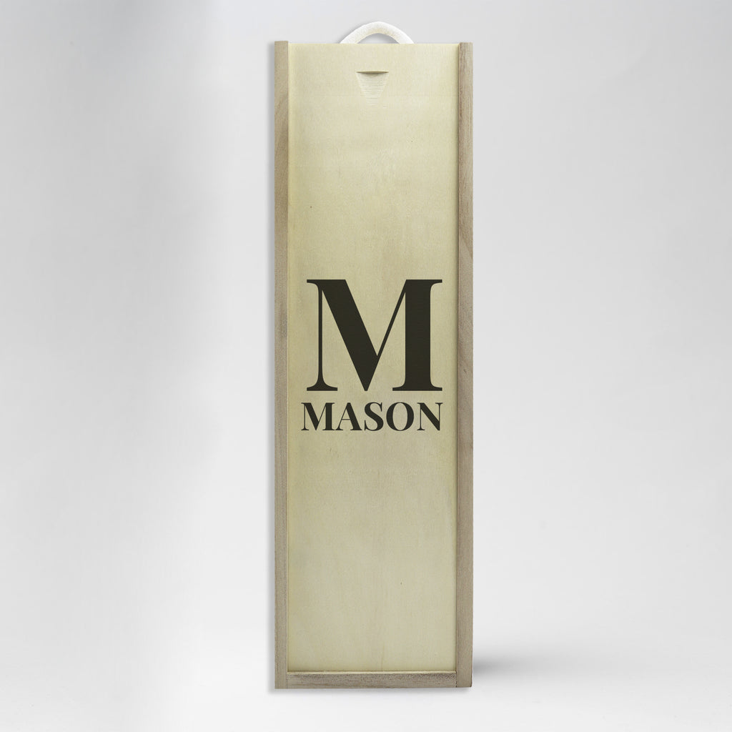 PERSONALISED Letter - Name - Gift Bottle Presentation Box for One Bottle