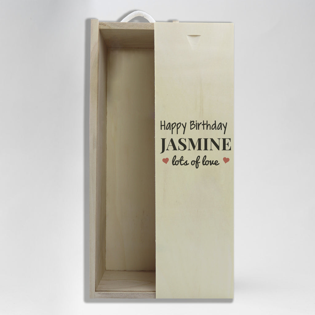 PERSONALISED Happy Birthday Name LotsOfLove - Gift Bottle Presentation Box for One Bottle