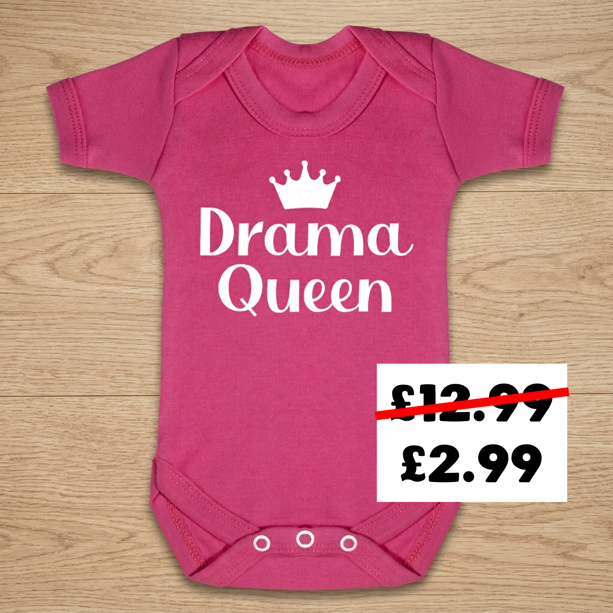 Drama Queen - Baby Bodysuit Pink - 12 Months to 24 Months