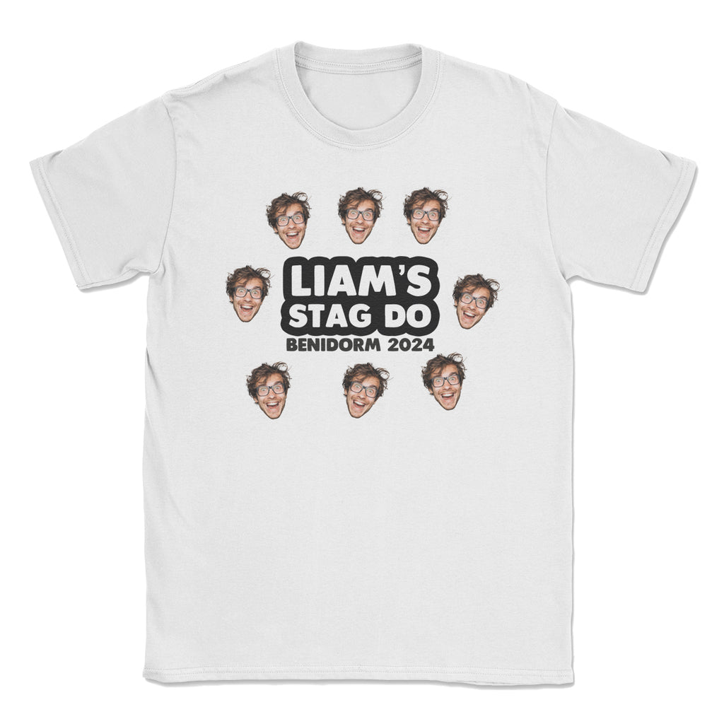 PERSONALISED Multiple Photo Face & Wording - Stag Do T-Shirt
