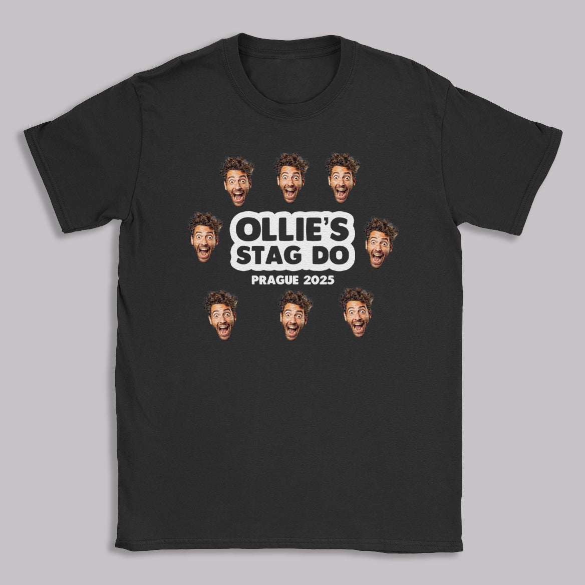 PERSONALISED Multiple Photo Face & Wording - Stag Do T-Shirt
