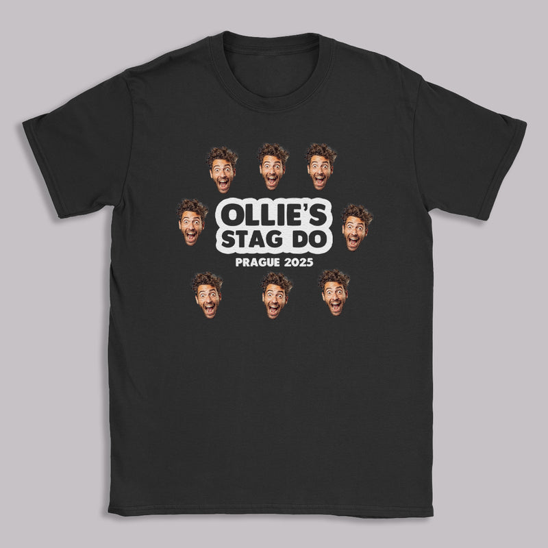 PERSONALISED Multiple Photo Face & Wording - Stag Do T-Shirt