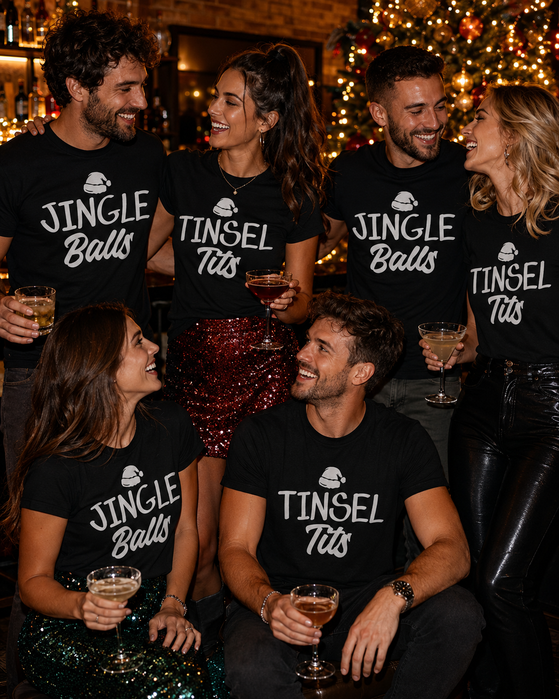 Jingle Balls & Tinsel Tits - Family Matching Christmas Tops – Friends, Couples & Groups (Sold Separately)