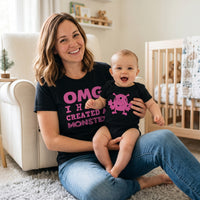 OMG I've Created A Pink Monster! - Baby T-Shirt & Bodysuit / Mum T-Shirt Matching Set - (Sold Separately)