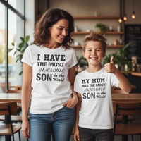 Awesome Son - Baby T-Shirt & Bodysuit / Mum T-Shirt - (Sold Separately)