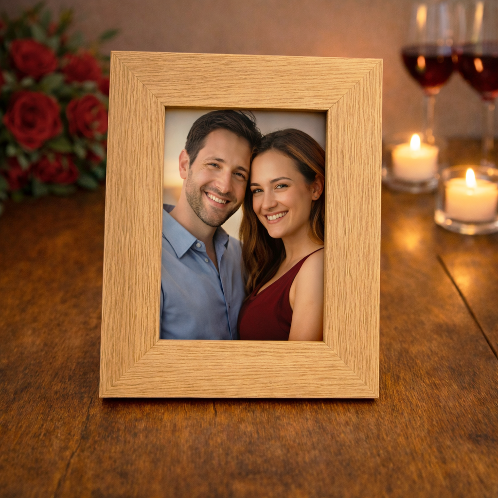PERSONALISED Happy Valentine's Day Love - Wooden Photo Frame with Photo