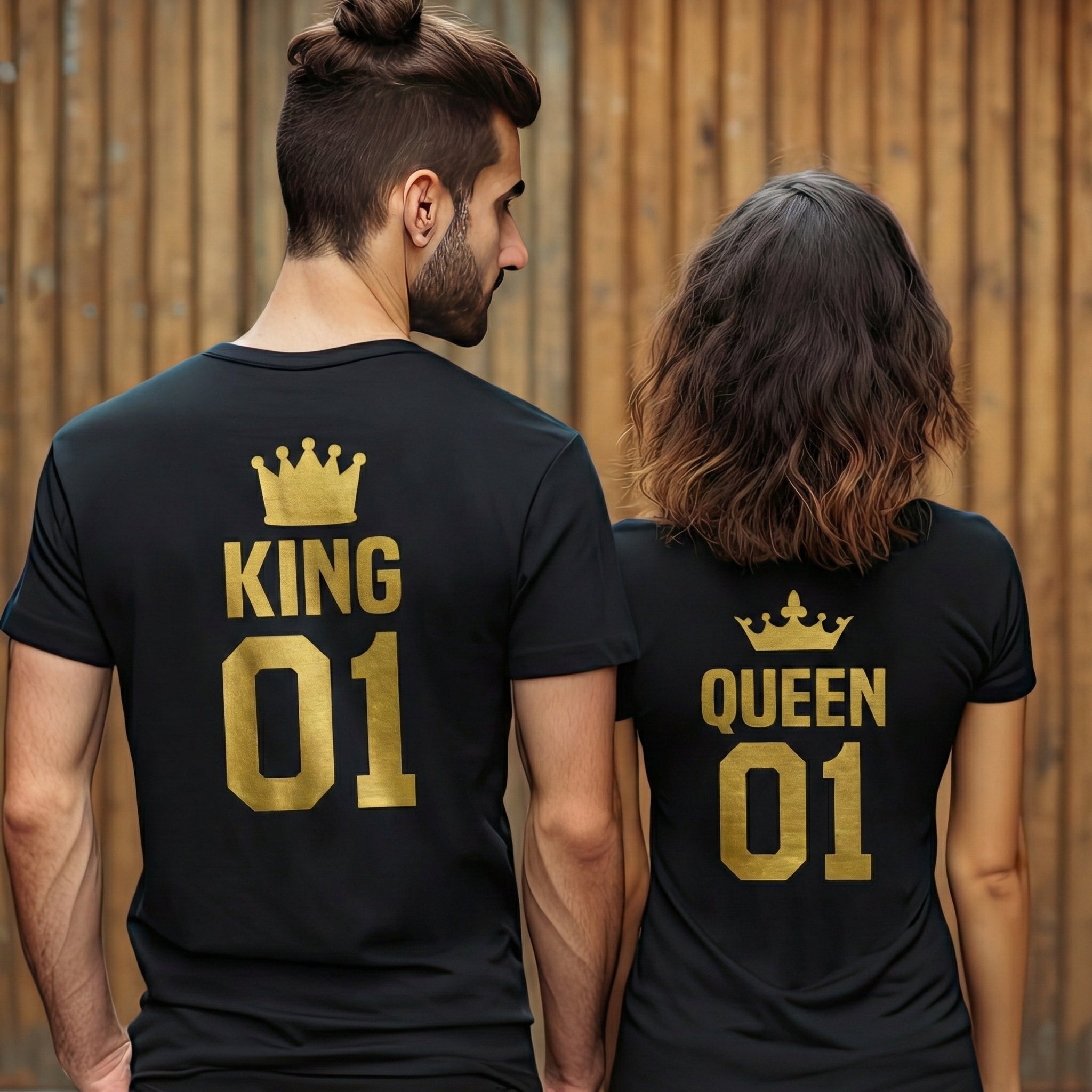 King & Queen Back Print with Crowns - Couple Gift Set - (Sold Separately)