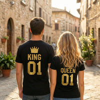 King & Queen Back Print with Crowns - Couple Gift Set - (Sold Separately)
