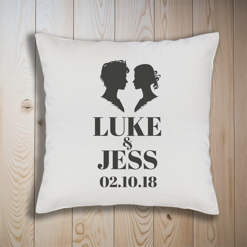 PERSONALISED Couple Names & Date - Printed Cushion Cover