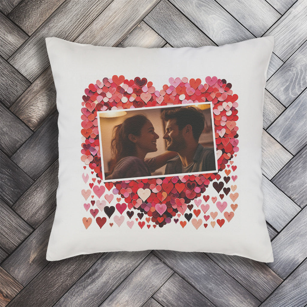 PERSONALISED Photo with tiny hearts - Printed Cushion Cover