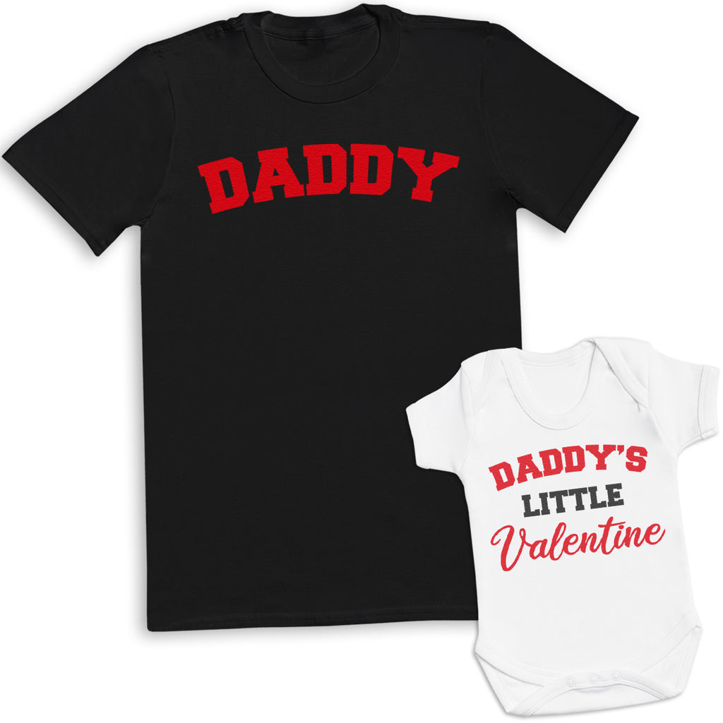 Daddy & Daddy's Little Valentine - Matching Set - Baby / Kids T-Shirt & Dad T-Shirt - (Sold Separately)