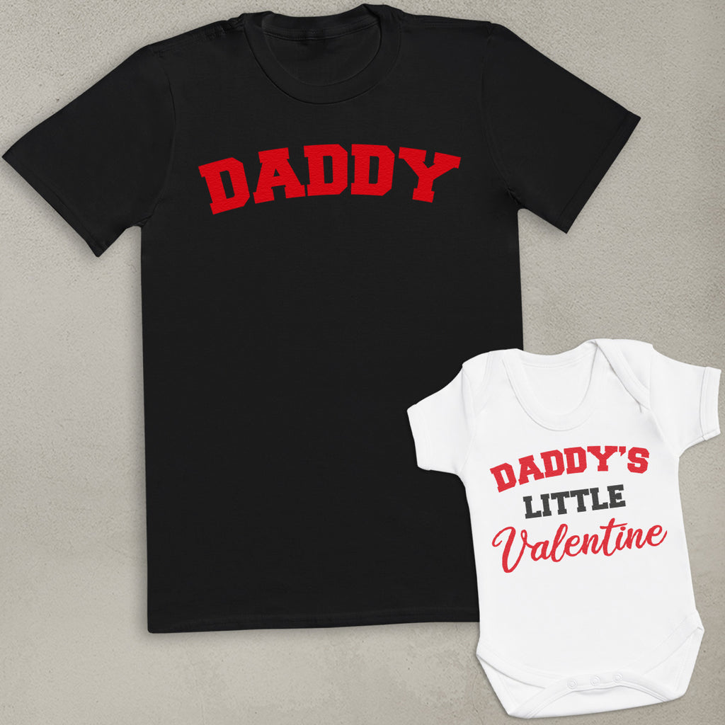Daddy & Daddy's Little Valentine - Matching Set - Baby / Kids T-Shirt & Dad T-Shirt - (Sold Separately)