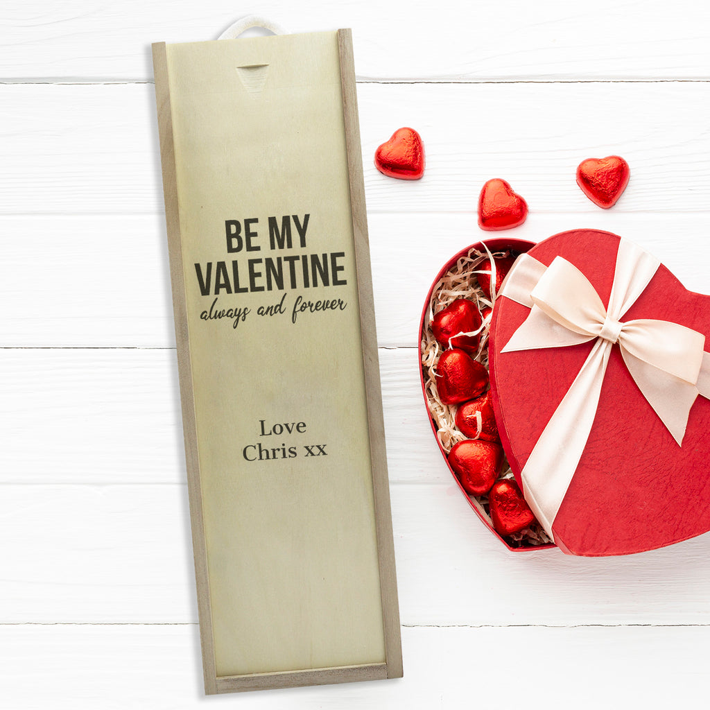 PERSONALISED Be My Valentine - Gift Bottle Presentation Box for One Bottle