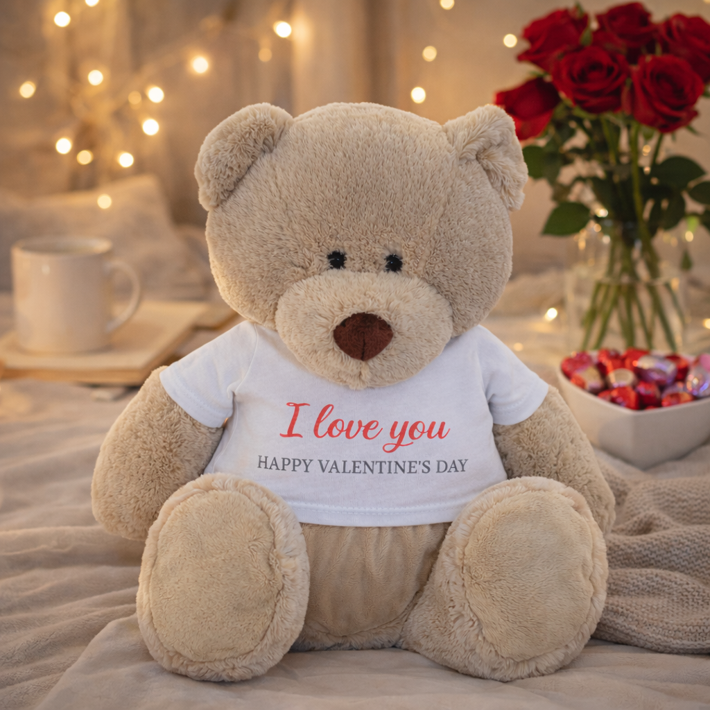 I Love You Happy Valentine's Day - Teddy & Teddy T-Shirt Message