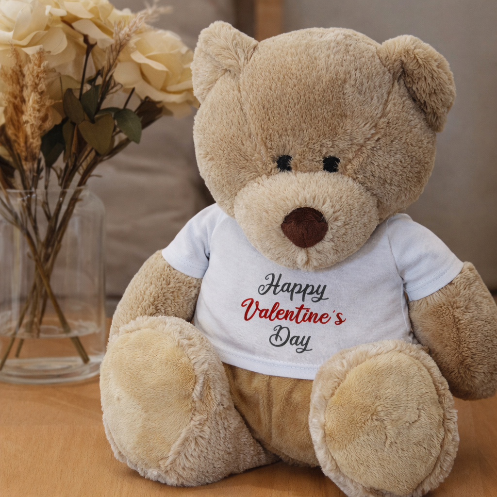 Happy Valentine's Day Black & Red Colours - Teddy & Teddy T-Shirt Message