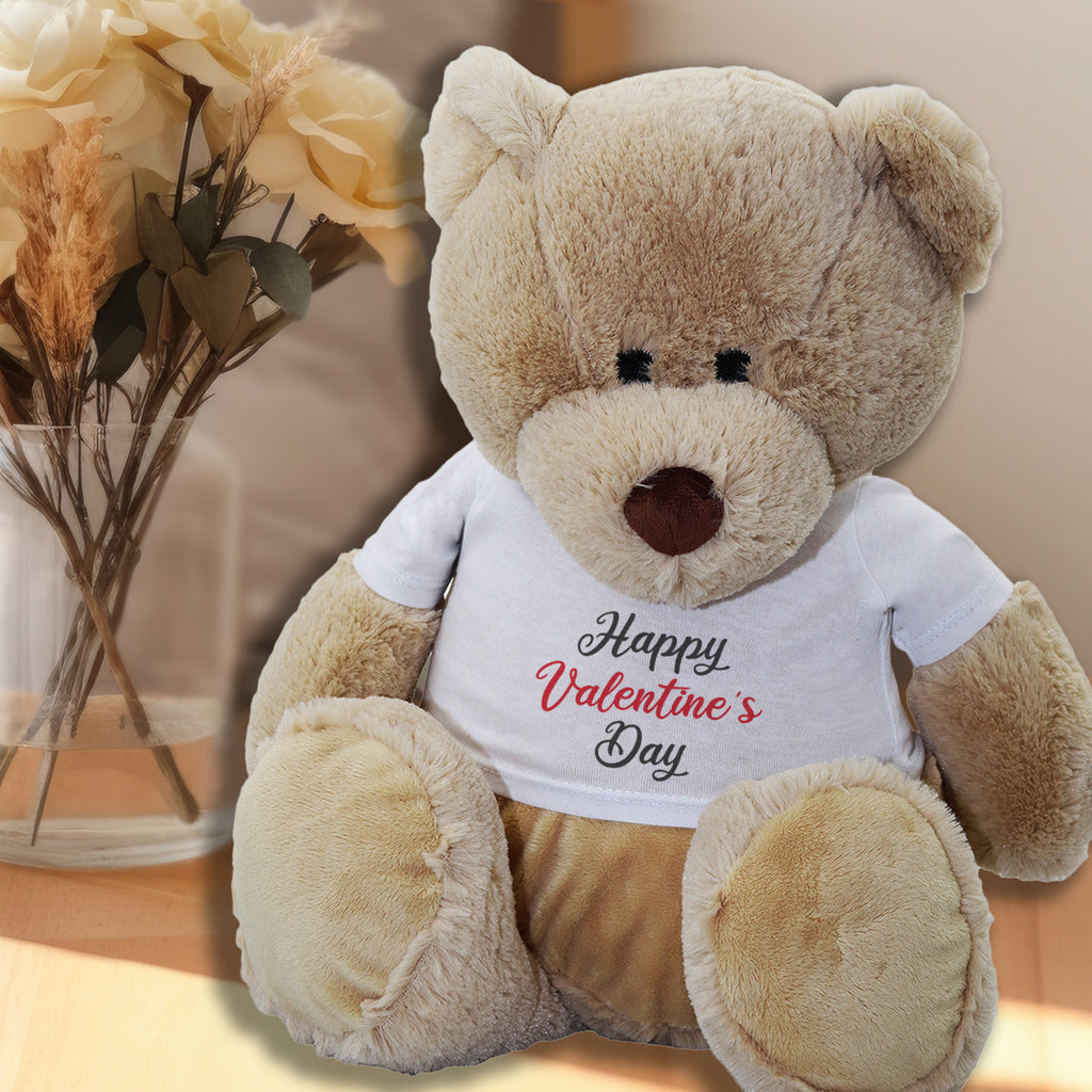 Happy Valentine's Day Black & Red Colours - Teddy & Teddy T-Shirt Message