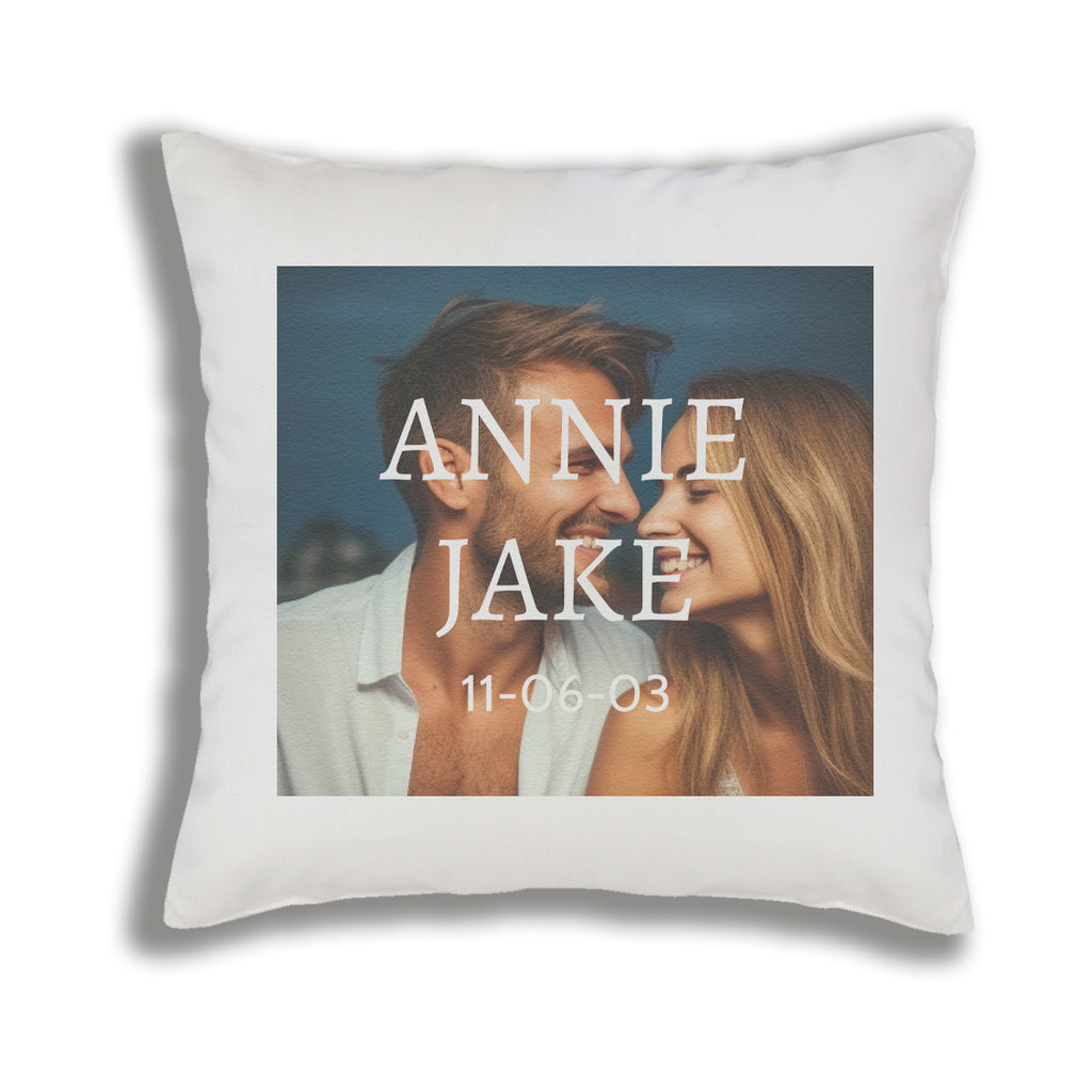PERSONALISED Photo, Couple Names and Date - Printed Cushion Cover