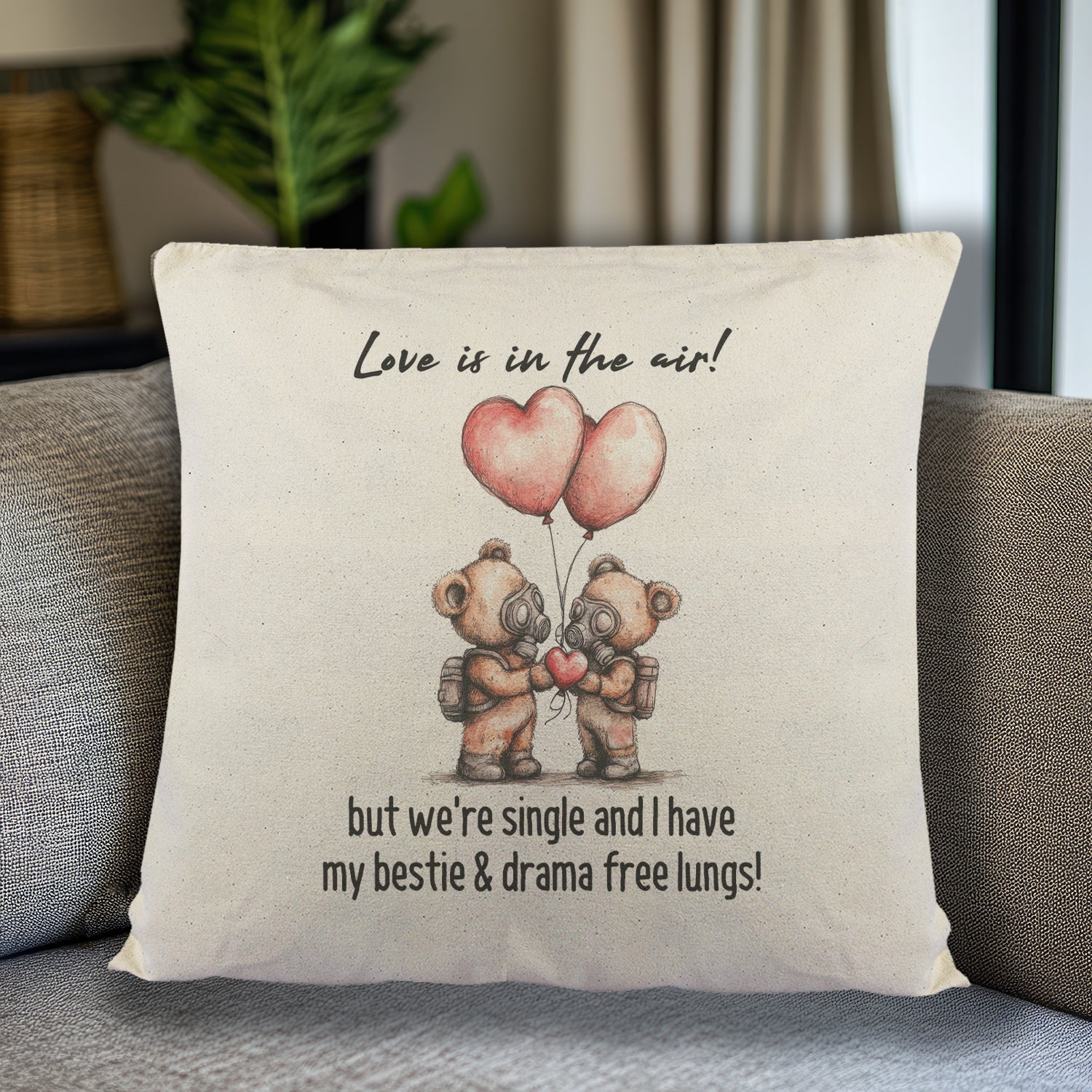 Love Is In The Air Don't Breathe Bestie Printed Cushion Cover