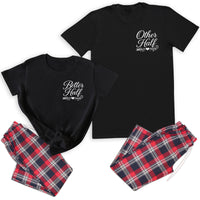 Other Half & Better Half - Couples Matching Pyjamas - Top & Tartan PJ Bottoms - (Sold Separately)