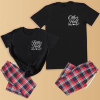 Other Half & Better Half - Couples Matching Pyjamas - Top & Tartan PJ Bottoms - (Sold Separately)