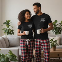 Happily Taken and Off The Market - Couples Matching Pyjamas - Top & Tartan PJ Bottoms - (Sold Separately)