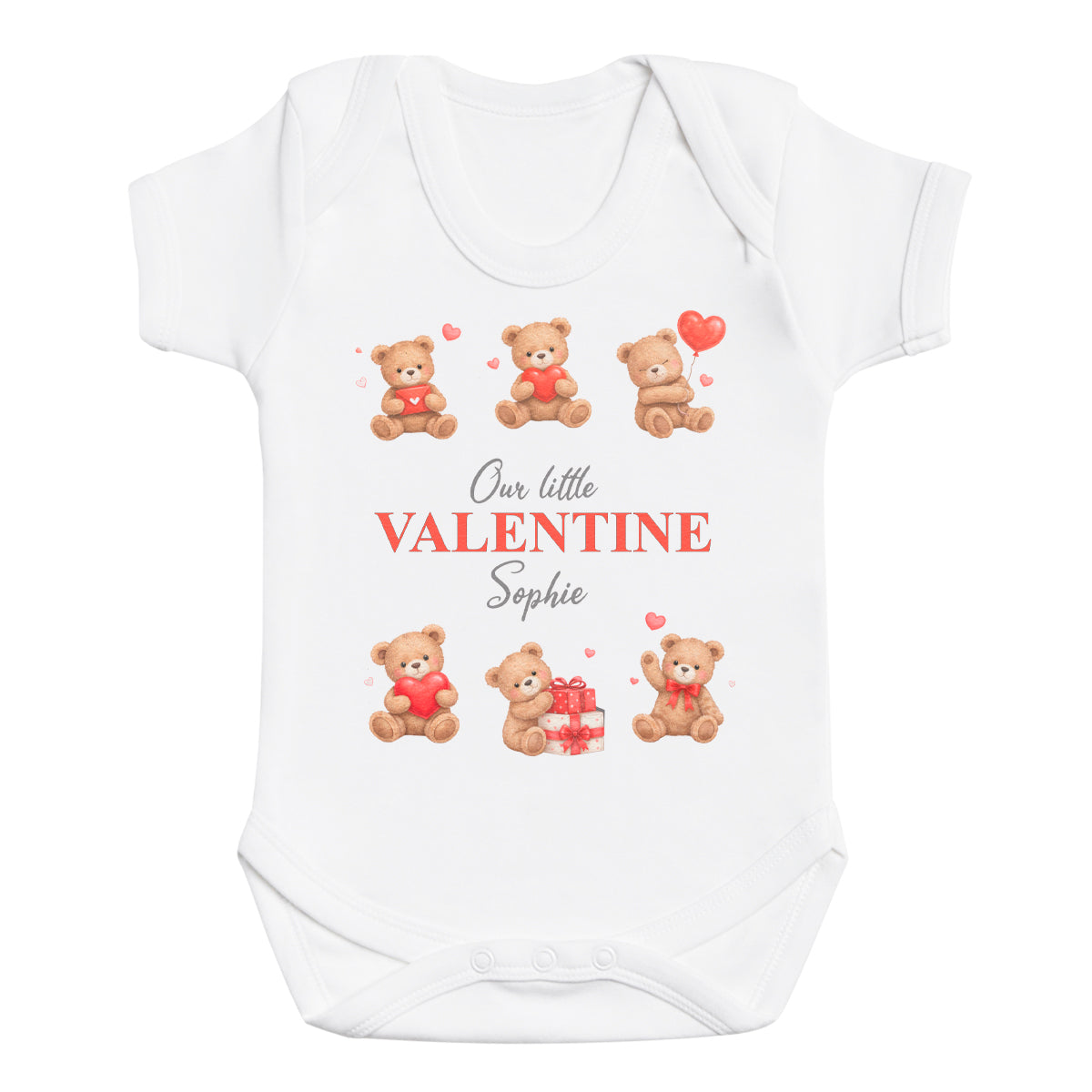 PERSONALISED Our Little Valentine & Name - Baby Bodysuit