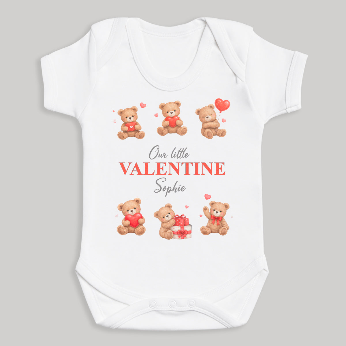 PERSONALISED Our Little Valentine & Name - Baby Bodysuit
