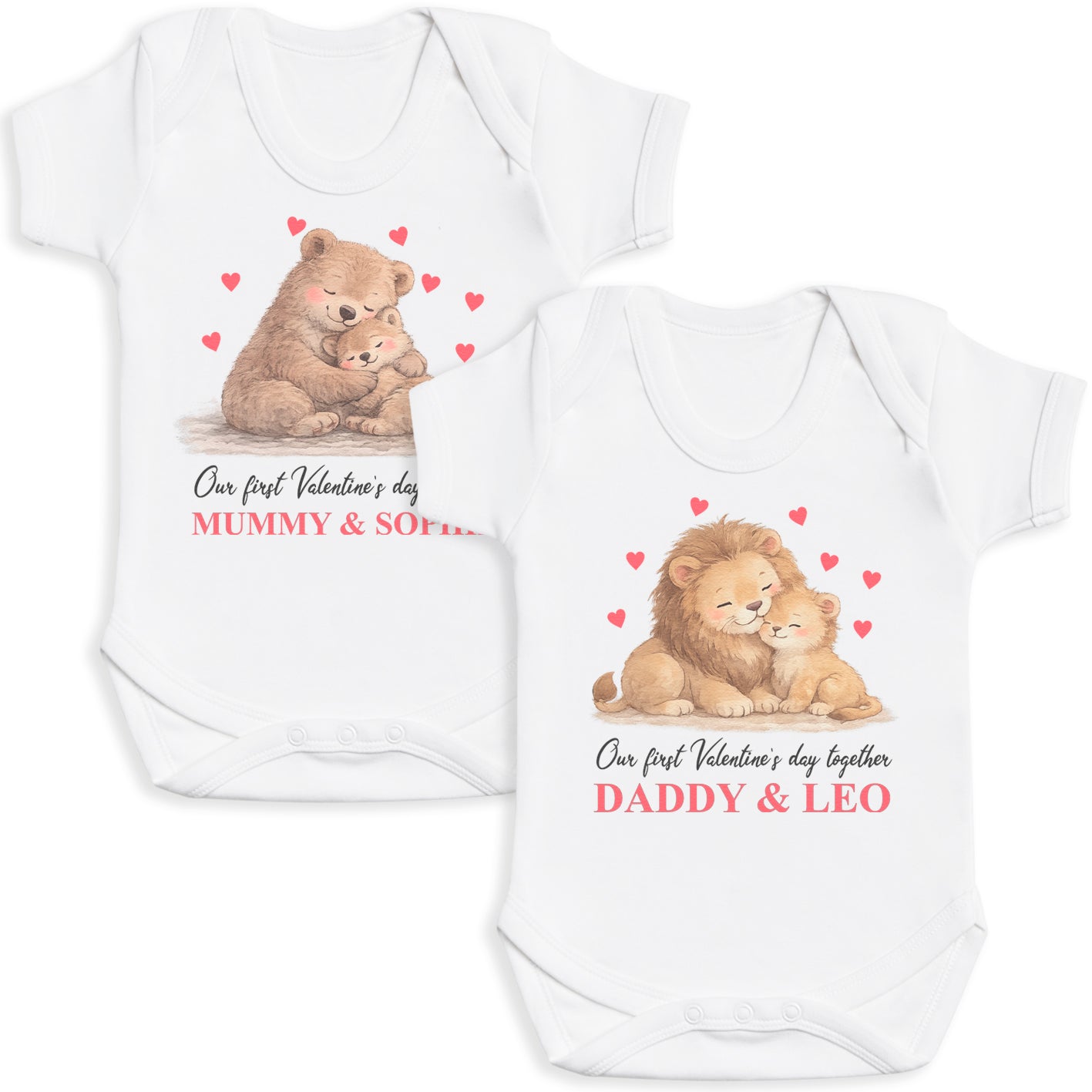 PERSONALISED Our First Valentine's Day Together & Names - Baby Bodysuit