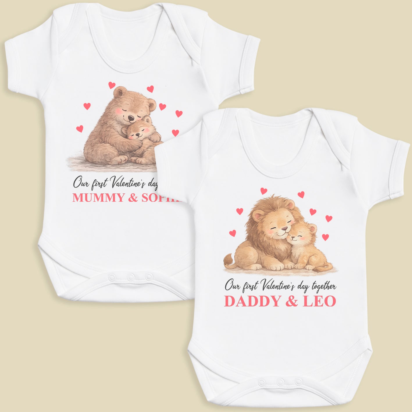 PERSONALISED Our First Valentine's Day Together & Names - Baby Bodysuit