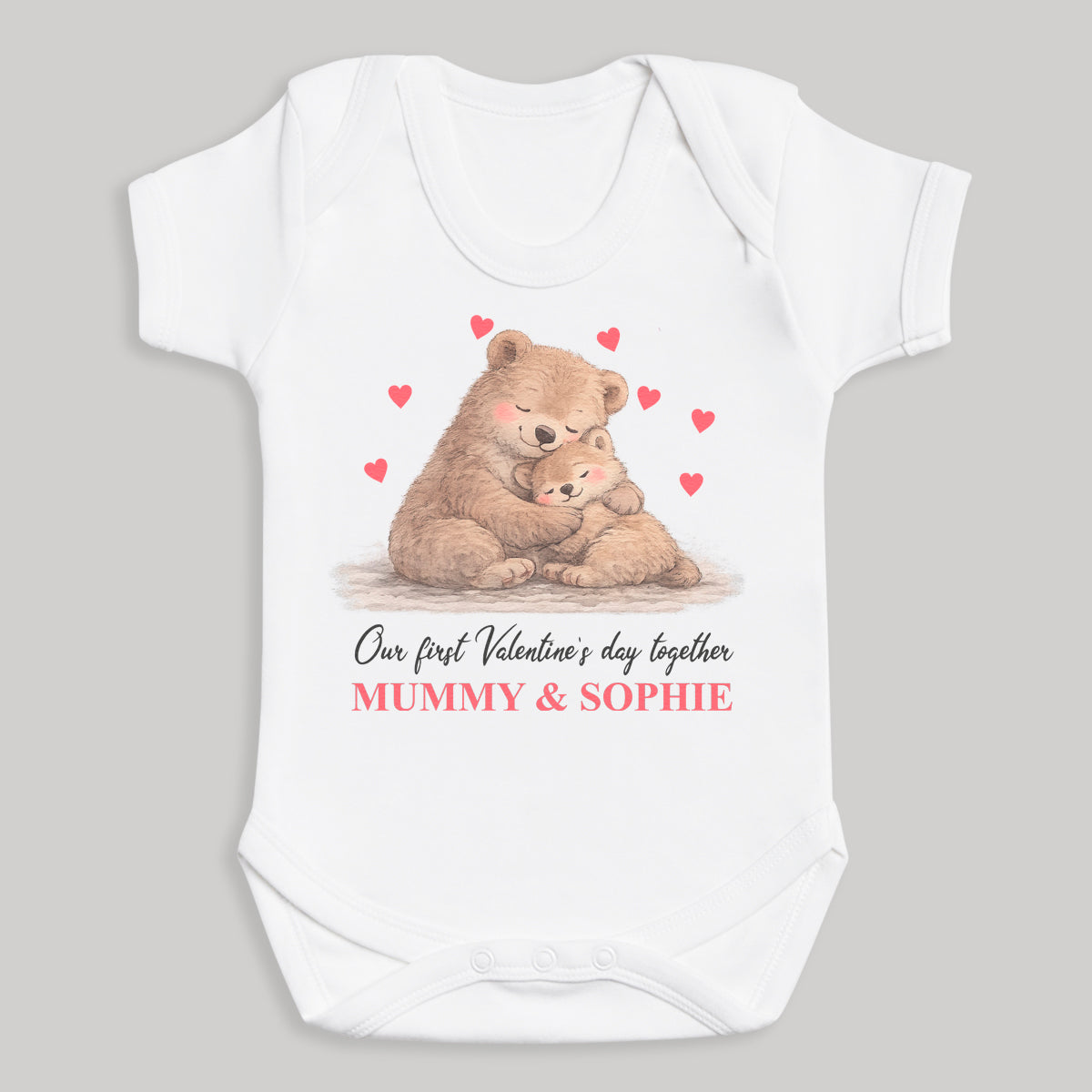 PERSONALISED Our First Valentine's Day Together & Names - Baby Bodysuit