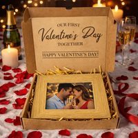 PERSONALISED Our First Valentine's Day Happy Valentine's Day - Wooden Photo Frame with Photo