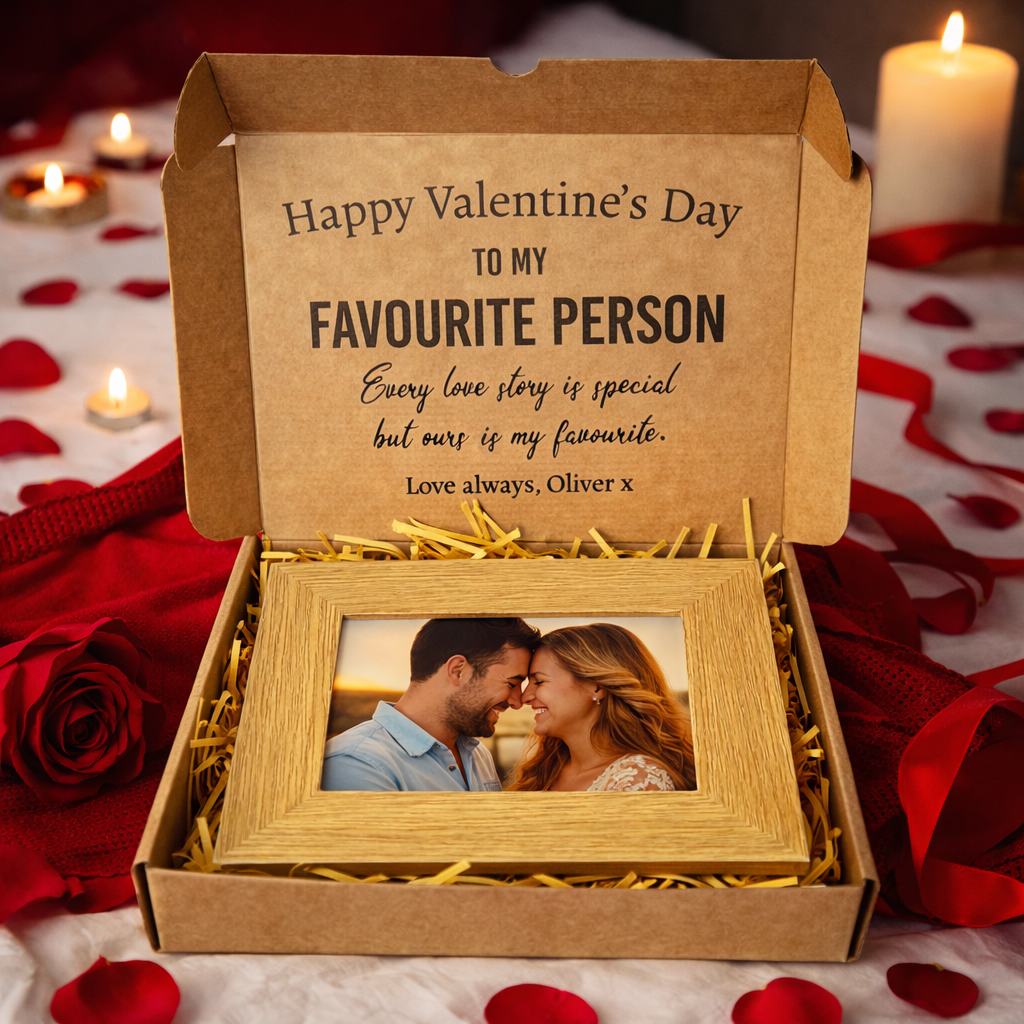 PERSONALISED Happy Valentines Day To My Favourite Person - Wooden Photo Frame with Photo
