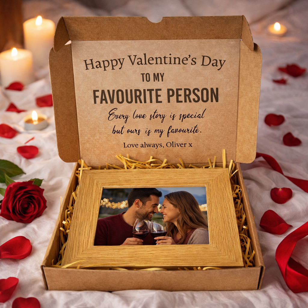 PERSONALISED Happy Valentines Day To My Favourite Person - Wooden Photo Frame with Photo