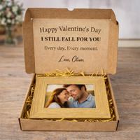 PERSONALISED Happy Valentine's Day I Still Fall For You - Wooden Photo Frame with Photo